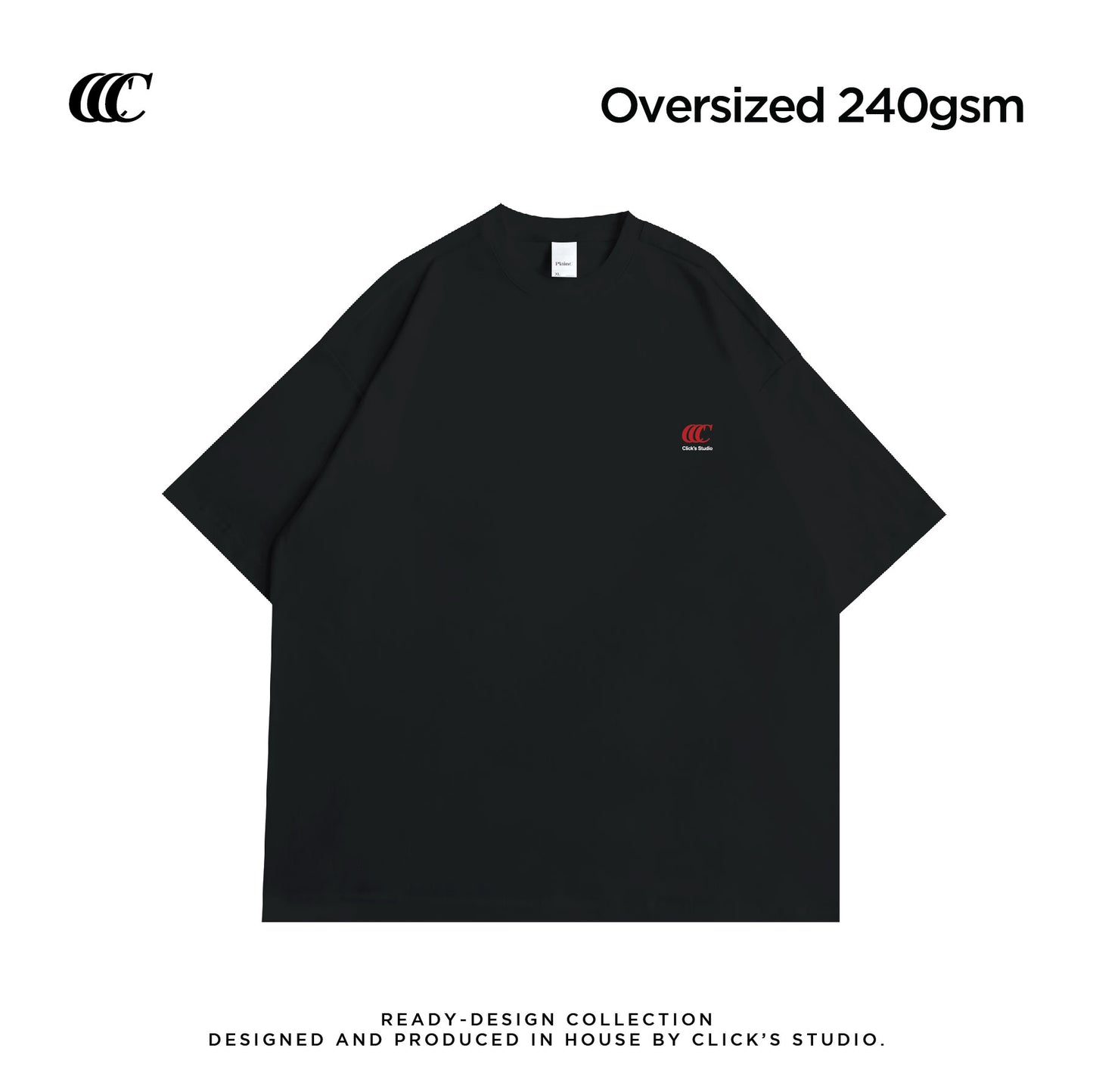 (OVERSIZED) JING LIANG ZHI PIN HEAVYWEIGHT TEE - BLACK